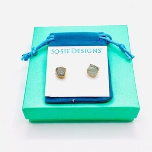 Sosie Designs Aquamarine slices on vermeil gold posts